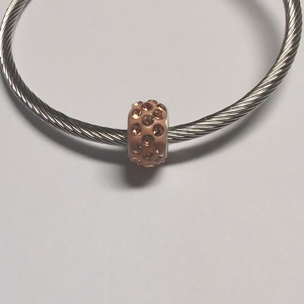 Peach Rhinestones Charm for Pandora Style Bracelet